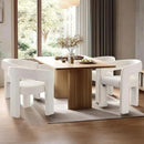 White Chenille Dining Chairs Set of 4, Modern Barrel Dining Room Chairs Upholstered Accent Chair with Arms and Round Back for Living Room Kitchen Armchair No Assembly Needed by CozyNest Decor