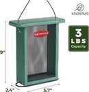 Kingsyard Metal Mesh Bird Feeder for Outdoors Hanging, Finch Feeder for Nyjer/Thistle, Sliding Mesh & Built-in Perch, Recycled Plastic, Green