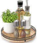 10" Lazy Susan Oak Wood Turntable Organizer for Cabinet, Round Wooden Farmhouse Lazy Susan Organization and Storage for Dining Table, Pantry, Kitchen, Countertop, Cupboard,Home Decor by CozyNest Decor