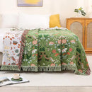 Boho Throw Blanket 80"x90", 100% Cotton Ultra Soft Luxury Throw for Couch and Sofa Blankets Home Decor, All Season Florals and Animals Throw Reversible Breathable Cozy Blankets by CozyNest Decor