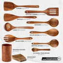 Zulay Kitchen 15-Piece Teak Wooden Utensils for Cooking - Natural Teak Utensil Set with Premium Gift Box - Non-Stick Wooden Spoons for Cooking - Kitchen Gift Set - Comfortable Grip Wooden Utensil Set by CozyNest Decor
