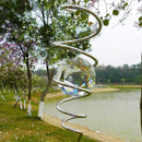 FONMY Gazing Ball Spiral Tail -Decorative Wind Spinner Sun Catcher 11 inch Tail and 2 inch Clear Crystal Orb. Indoor Outdoor Garden Decoration -13 inch Height by GreenHaven Gardens