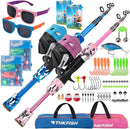 Kids Fishing Pole Set, Telescopic Fishing Rod Reel Combo Kids Starter Kit with Lures Tackle Box, Foldable Stool and Portable Bag for Boys Girls Younth by TinyTreasures Baby Boutique