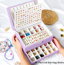 Earrings Jewelry Box for Girls, 5 Layers Jewelry Organizer with Earring Holder Organizer for Girls Earring Organizer Jewelry Boxes for Women Earrings and Necklaces Jewelry Box Organizer Violet by TinyTreasures Baby Boutique