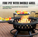 36 Inch Fire Pit with 2 Grills, Large Outdoor Firepits for Outside, Wood Burning Fireplace for Camping,Picnic,Bonfire, 3-in-1 Round Metal Table with Lid for Backyard,Patio,Party by GreenHaven Gardens