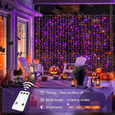 JMEXSUSS 300LED Orange and Purple Halloween Curtain Lights with Remote, 9.8x9.8ft Window Twinkle Hanging String Lights Plug in, Halloween Lights for Bedroom Wall Party Backdrop Indoor Outdoor Decor by CozyNest Decor