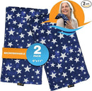SunnyBay Small Microwave Heating Pad, Microwavable Versatile Cold/Heated Neck and Shoulder Wrap for Back Pain and More, Moist Heat Cotton-Fleece Pad, 6x11 Inches, Blue-Stars, Pack of 2 by CozyNest Decor