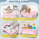 Collapsible Baby Bathtub,Baby Bath Tub with Thermometer & Soft Cushion,Baby Bathtub for Newborn to Toddler 0-36 Months,Portable Travel Baby Tub with No-Slip Feet,Baby Shower Gifts,Pure Pink by TinyTreasures Baby Boutique