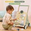Wooden Baby Push Walker and Toddler Pull Learning Activity Toy - Develop Motor Skills & Creativity - Multiple Activities Center for 1-3 Years Old Boys and Girls by TinyTreasures Baby Boutique