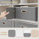 Yawinhe Fabric Storage Bins with Handles, Foldable Baskets for Shelves, Cubes with 3 Handles, Large Boxes for Clothes, Grey, 16.9''Lx11.8''Wx10.2''H, 4-Pack by TinyTreasures Baby Boutique