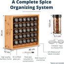 AllSpice Spice Rack Organizer, Wood, 525 Unique Labels, Countertop or Wall Mount, Includes 30 4oz Jars- Bamboo by CozyNest Decor