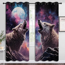 Wolf Blackout Curtains for Boys Girl Bedroom Decor,Fantasy Starry Sky Galaxy Forest Wildlife Thermal Insulated Grommet Drapes Darkening Window Curtain for Living Room Home 72x63 inch by TinyTreasures Baby Boutique