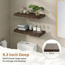 RICHFOCUS Elm Floating Shelves for Wall - 24" W x 9.3" D Rustic Solid Wood Shelves with Invisible Bracket, Wall-Mounted for Living Room, Bedroom, Kitchen Storage & Display, Set of 2, Walnut by CozyNest Decor