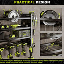 Power Tool Organizer Wall Mount with Charging Station 4 Layer 6 Slot Cordless Drill Holder with Angle Grinder Holder (Black) by GreenHaven Gardens
