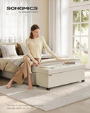 SONGMICS Storage Ottoman Bench, Foldable Foot Rest with Legs, 15 x 43 x 15.7 Inches, End of Bed Bench, Storage Chest, Load up to 660 lb, for Living Room, Bedroom, Entryway, Cream White ULSF018W01 by CozyNest Decor