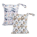 ALVABABY 2pcs Cloth Diaper Wet Dry Bags Waterproof Reusable with Two Zippered Pockets Travel Beach Pool Daycare Soiled Baby Items Yoga Gym Bag for Swimsuits or Wet Clothes LX-H358359 by TinyTreasures Baby Boutique