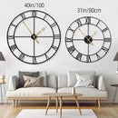 LEIKE 40 Inch Extra Large Modern Wall Clock, Oversize Rustic Round Nearly Silent Battery Operated, Black Metal Roman Numerals Wall Clocks for Living Room, Bedroom, Entrance Home Decor by CozyNest Decor