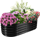 17" Tall Elevated Oval Metal Raised Garden Bed - 4ft x 2ft in Size and 0.8MM Thick Durable Planter Bed/Box for Vegetables Flowers Succulent at Patio/Garden Outdoor (Black, 4X2X1.4 FT) by GreenHaven Gardens