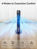 VAGKRI 42 Inch Tower Fan for Bedroom, Bladeless Quiet Floor Fan with 135° Vertical 90° Oscillation Fans for Indoors use, 4 Speeds, 4 Modes, 15H Timers Standing Fans with Remote Black by CozyNest Decor