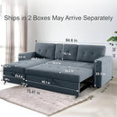 Naomi Home Transform Any Space: Sleeper Sectional Sofa with Convertible Sofa Bed & Inviting Chaise. Find Tranquil Comfort with Stress-Relieving Design & Durable Cushions - Dark Gray/Velvet by CozyNest Decor