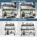 Over The Sink Dish Drying Rack,3 Tier Adjustable Length (25.5'' to 37.4'') Full Stainless Steel Large Storage Kitchen Dish Rack,for Kitchen Counter Expandable Multifunctional Organizers,Black by CozyNest Decor