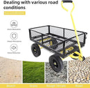 Heavy Duty 480 Lbs Capacity Mesh Steel Garden Cart Folding Utility Wagon with Removable Sides (Black+Yellow) by GreenHaven Gardens