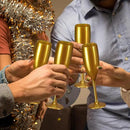 XUWAIDSGN Acrylic Champagne Flutes Toasting Glasses Unbreakable Mimosa Bar Reusable Wine Glasses Vintage Champagne Flutes Stemmed Drinking Cups 5.4 OZ for Christmas Birthday (100, Gold) by CozyNest Decor