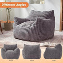 Giant Bean Bag Chairs for Adults with Filling Plush Fluffy Bean Bag Chairs for Teens with Armrests Comfy BeanBag Lazy Couch Sofa Chair for Bedroom Living Room Reading (Dark Gray2, M-for Teens/Adults) by CozyNest Decor