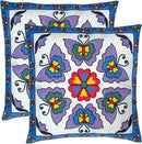 Embroidered Decorative Throw Pillow Cover, 18"x18" Set of 2, Farmhouse Pillowcase Purple Butterfly Knit Pattern Cotton Canvas Cushion Case Square Floral Pillow Case for Sofa Couch Bed Living Room by CozyNest Decor
