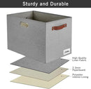 3-Pack Foldable Fabric Storage Bins with Durable PU & Metal Handles, Collapsible Storage Baskets for Shelves, Home Storage, Closet Organizers, Living Room(17"x11.8"x11.8", Grey) by CozyNest Decor