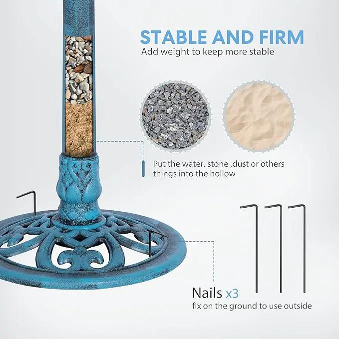 VIVOHOME 28 Inch Height Polyresin Lightweight Antique Outdoor Garden Bird Bath Blue, photo 4 of 7