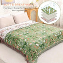 Boho Throw Blanket 80"x90", 100% Cotton Ultra Soft Luxury Throw for Couch and Sofa Blankets Home Decor, All Season Florals and Animals Throw Reversible Breathable Cozy Blankets by CozyNest Decor