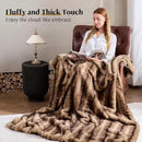 Luxury Faux Fur Blanket - Soft Warm Plush Blankets for Couch Sofa Bed, Fluffy Thick Throws for Bedroom, Office, Living Room, Decorative Reversible, Not Easy to shed - 70"x90", Brown by CozyNest Decor