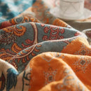 Boho Throw Blanket for Couch Sofa Bed, 100% Cotton Woven Quilt with Tassel 60”x80”, Super Soft Muslin Blanket with Floral Printed, Decorative Reversible Bed Blanket/Cover for All Seasons by CozyNest Decor