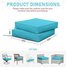 Patio Chair Cushions 22 X 22 X 4 Inch Waterproof Outdoor Seat Cushions for Patio Furniture, Outdoor Sofa Couch Pads with Ties & Handle, Set of 2, Lake Blue by GreenHaven Gardens