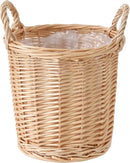 Handwoven Wicker Planter Basket with Waterproof Liner – Natural Yellow Decorative Flower Pot Holder for Indoor Use - Small Size (Inner Top Ø 7", Inner Height 5.9") by CozyNest Decor