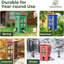 Kingsyard Upgraded Rainproof Bird Feeder for Outdoor Hanging - Metal Feeding Port, Recycled Plastic Wild Bird Feeder with Metal Mesh Tray for Goldfinch Small Bird, Garden Yard Decoration, Green by GreenHaven Gardens