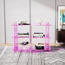 Acrylic Bookshelf, Small 3 Tier Open Bookcase for Small Spaces,Sofa Table, Hallway Entry Table for Home Living Room (Pink, 39.4'' x 11.8'' x 31.5'') by CozyNest Decor