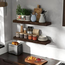 Rustic 30" Floating Shelves, Real Elm Wood Floating Shelf for Wall, Heavy-Duty Wall Shelves for Books, Wooden Floating Shelves with Invisible Bracket for Bathroom, Kitchen, Walnut Color, Set of 2 by CozyNest Decor