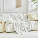 Longhui bedding Chunky Cotton Knit Throw Blanket for Couch, Sofa, Bed, or Chair, Decorative Breathable Fall Cable Knit Blanket 60 x 80 Inches, Large Medium Weight Cream by CozyNest Decor