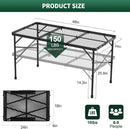 Folding Gril Table, 4x2 FT Camping Table with Mesh Desktop,Height Adjustable Folding Grill Table with Mesh Bag,Portable Outdoor for Picnic,Camping,BBQ,Beach(Black) by GreenHaven Gardens