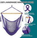 JoyView Hammock Chair with Spreader Bar Caribbean Hammock Swing Chair 300 LBS Weight Capacity XL Rope Hanging Chair for Outdoor Indoor Garden Yard - Purple by GreenHaven Gardens