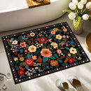 Floral 2x3 Area Rug Machine Washable Soft Print Boho Carpet Non Slip Doormat Low Pile Flower Area Rugs for Living Room Bedroom Nursery Kitchen Dining Room Indoor-Black by TinyTreasures Baby Boutique