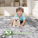 9x12 Area Rug Living Room: Washable Large Abstract Modern Soft Stain Resistant Indoor Floor Rugs Non Slip Accent Carpet for Bedroom Nursery Playroom Office Dining Room Dorm Home House- Black Grey by TinyTreasures Baby Boutique