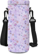 Neoprene Water Bottle Carrier Bag with Adjustable Shoulder Strap for Men Women Walking Hiking,Portable Insulated Holder Case for Stainless Steel/Glass/Plastic Bottles by TinyTreasures Baby Boutique