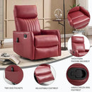 Manual Swivel Rocker Recliner Chair for Adults, Overstuffed Reclining Glider Chair for Nursing with Vibration Massage & Heat, Living Room Rocking Recliner 2-Stage backrest, Faux Leather Red by CozyNest Decor