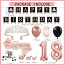 18th Birthday Decorations for Girls Women - 56pcs Rose Gold Happy 18th Banner, 18th Birthday Crown Sash, Cake Topper, Number 40 balloons, 3D Butterflies, 4 Balloon Stands kits by TinyTreasures Baby Boutique