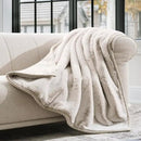 Ultra Soft Luxury Fluffy Mink Faux Fur Throw Blanket, Thick Warm Fall Winter Blankets for Bed, Couch, Cozy Plush Reversible Blanket for Chair, Sofa (Tipped Champagne Ivory, 60"x80") by CozyNest Decor