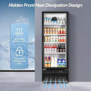 Tylza Commercial Refrigerator with Glass Door Display Beverage Fridge, 350L Upright Beverage Cooler Merchandiser with Rebound Door, Fast Cooling, Low Noise, Black by CozyNest Decor