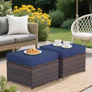 Outdoor Ottoman Rattan Footstool - Patio Ottomans with Removable Cushion, All-Weather PE Wicker & Steel Frame for Poolside, Garden Outdoor Furniture,23.6 x 21.7 x 17.8 inches, Brown by CozyNest Decor